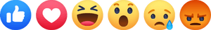 Facebook Reactions Emojis PNG image with transparent background