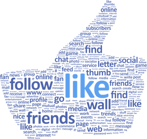 Facebook Themed Word Cloud PNG with transparent background