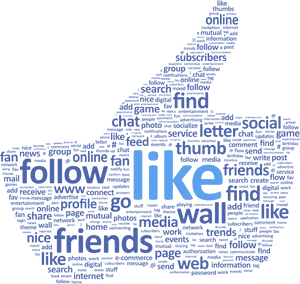 Facebook Themed Word Cloud PNG Image