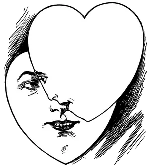 Faces In Heart Illusion Art PNG Image