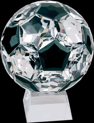 Faceted Crystal Soccer Ballon Pedestal PNG image with transparent background