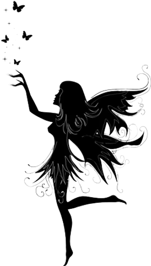 Fairy Silhouette Tattoo Design PNG Image