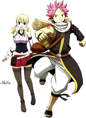 Fairy Tail Natsuand Lucy Characters PNG Image