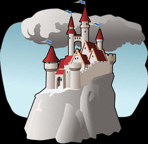 Fairytale Castle Cliff Graphic PNG with transparent background