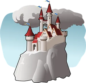 Fairytale Castle Cliff Graphic PNG Image