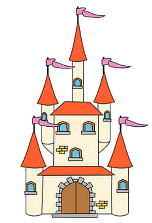 Fairytale Castle Illustration PNG with transparent background