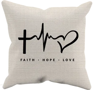 Faith Hope Love Pillow Design PNG Image