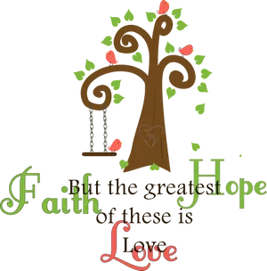 Faith Hope Love Tree Artwork PNG Image