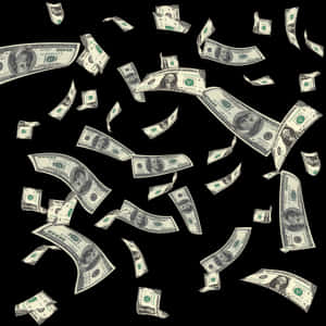 Falling Dollar Bills Black Background PNG