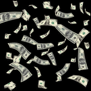 Falling Dollar Bills Black Background PNG image with transparent background
