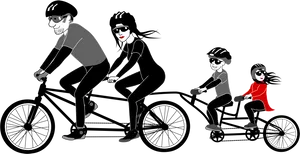 Family Bike Ride Illustration PNG Image