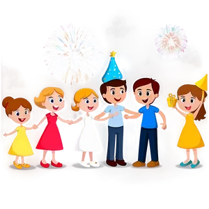 Family Cartoon New Year Celebration Png Cog22 PNG Image