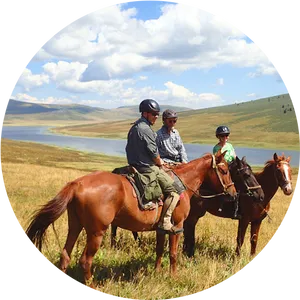 Family_ Horseback_ Riding_ Adventure PNG Image