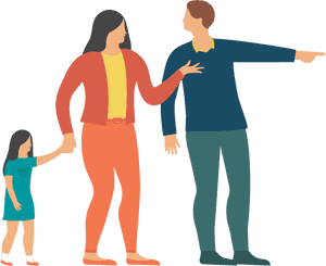 Family Pointing Direction Illustration PNG image with transparent background