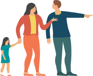 Family Pointing Direction Illustration PNG Image