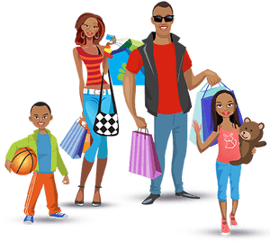 Family Shopping Spree PNG image with transparent background