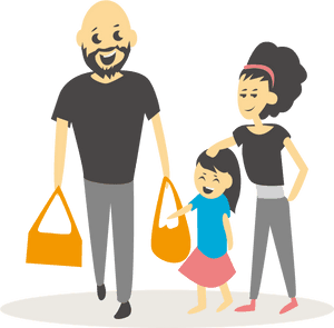 Family Shopping Trip Cartoon PNG image with transparent background