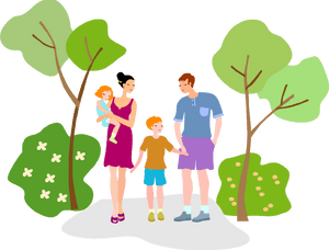 Family Strollin Park Illustration PNG image with transparent background