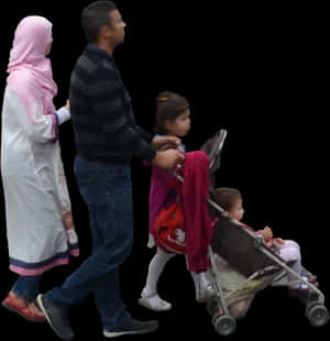 Family Walk Isolated Background PNG image with transparent background