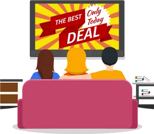 Family Watching T V Advertising Deal PNG Image