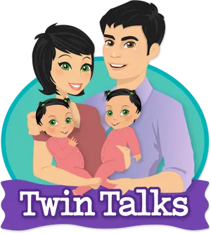 Family_with_ Twin_ Babies_ Illustration.png PNG Image