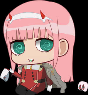 Fan Art[contest] Zero Two Chibi With Her Coat And Cap - Zero Two Chibi Png PNG image with transparent background