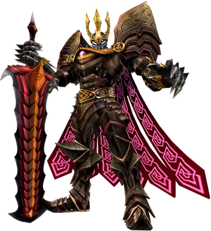 Fantasy Armored Kingwith Sword PNG Image