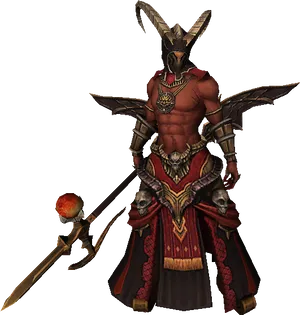 Fantasy Armored Warriorwith Spear PNG Image