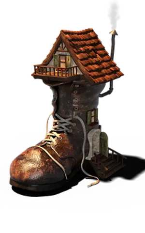 Fantasy Boot House Illustration PNG Image