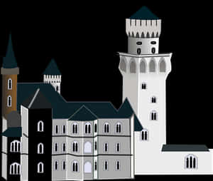 Fantasy Castle Illustration PNG image with transparent background