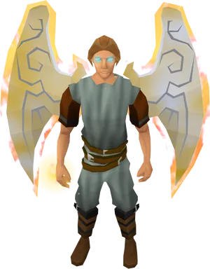 Fantasy Character With Fire Wings PNG Image