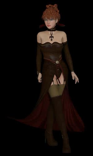 Fantasy Characterin Brown Dress PNG image with transparent background