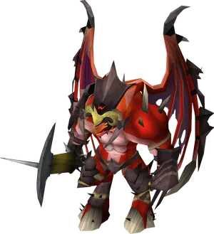 Fantasy Demon Warrior3 D Model PNG Image