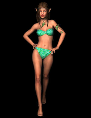 Fantasy_ Elf_ Model_in_ Bikini PNG image with transparent background