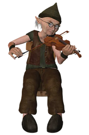 Fantasy Elf Playing Violin PNG Image