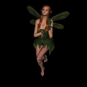 Fantasy Fairyin Green Dress PNG image with transparent background