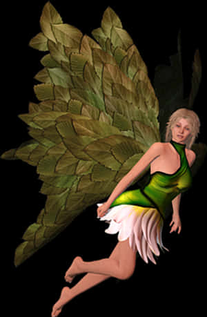 Fantasy Fairywith Leaf Wings PNG image with transparent background