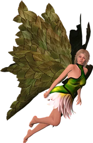 Fantasy Fairywith Leaf Wings PNG Image