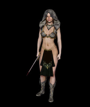 Fantasy_ Female_ Warrior_ Render PNG image with transparent background