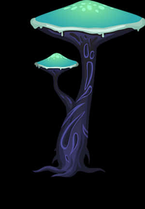 Fantasy Glowing Mushrooms PNG
