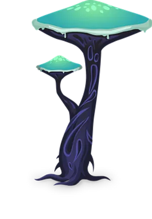 Fantasy Glowing Mushrooms PNG Image