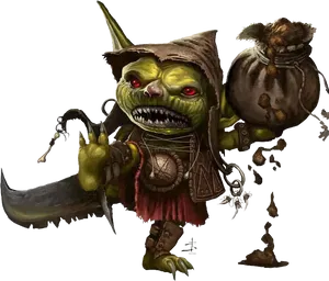 Fantasy Goblin Warrior Artwork PNG Image