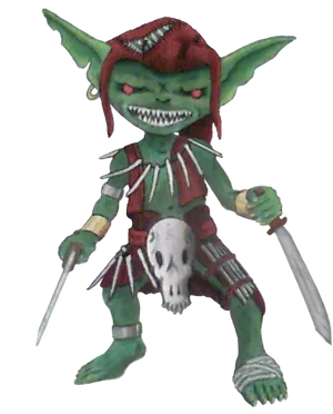 Fantasy Green Goblin Figure PNG Image