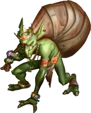 Fantasy Green Goblin Illustration PNG Image