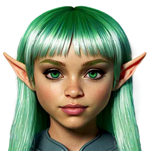 Fantasy Green Hair Elf Png 06282024 PNG Image