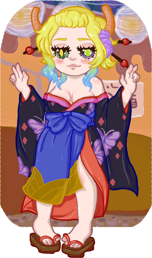 Fantasy Kimono Creature Art PNG image with transparent background