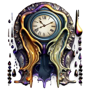 Fantasy Melting Clock Artwork Png 06282024 PNG Image