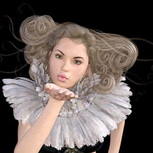 Fantasy Portrait Blowing Kiss PNG image with transparent background