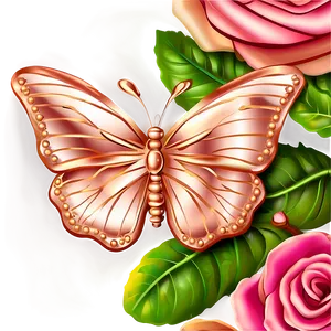 Fantasy Rose Gold Butterfly Png Fqu97 PNG Image