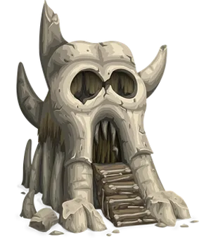 Fantasy Skull Mountain Entrance PNG Image